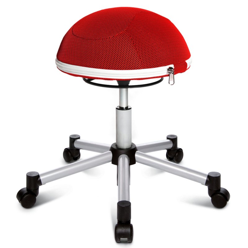 Topstar Fitness kruk Sitness Half Ball, rood, hoogte 530-660 mm, 100% polyester